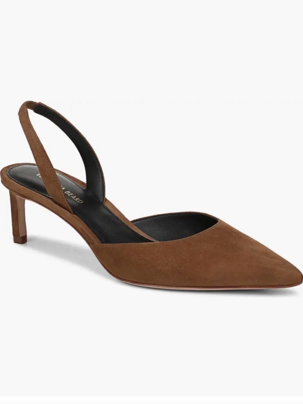 Veronica Beard Caroline Slingback Pointed Toe Suede Tan Kitten Heel Pump Sz 9
